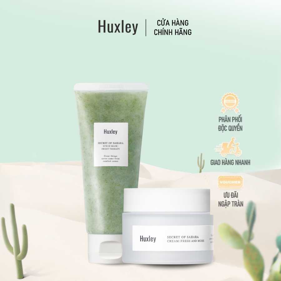 Combo Tẩy Tế Bào Chết Huxley Scrub Mask & Gel Dưỡng Ẩm Fresh And More 50ml