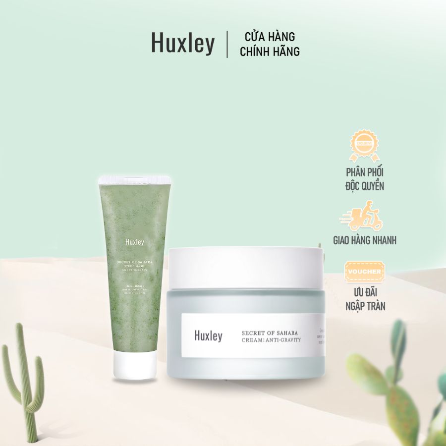 Combo Tẩy Tế Bào Chết Huxley Scrub Mask & Kem Dưỡng Ẩm Chống Lão Hoá Huxley Cream Anti Gravity 50ml