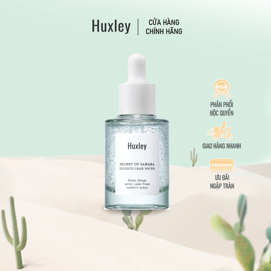 Combo Gel rửa mặt dịu nhẹ Huxley Cleansing Gel & Tinh chất Huxley Secret Of Sahara Esence Grab Water