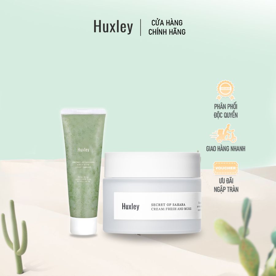 Combo Tẩy Tế Bào Chết Huxley Scrub Mask & Gel Dưỡng Ẩm Fresh And More 50ml
