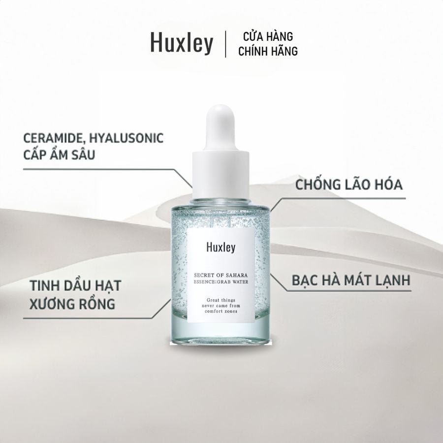 Combo dưỡng ẩm toàn diện Huxley Cream Fresh and More 50ml Huxley Essence Grab Water 30ml