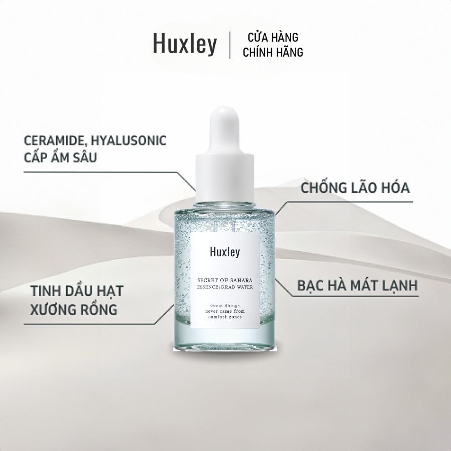 Combo Gel rửa mặt dịu nhẹ Huxley Cleansing Gel & Tinh chất Huxley Secret Of Sahara Esence Grab Water