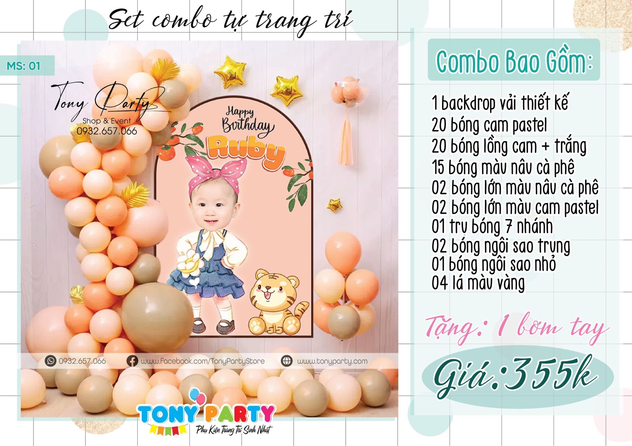 Set Combo TRang Trí Sinh Nhật - MS 01 (Set Mới)
