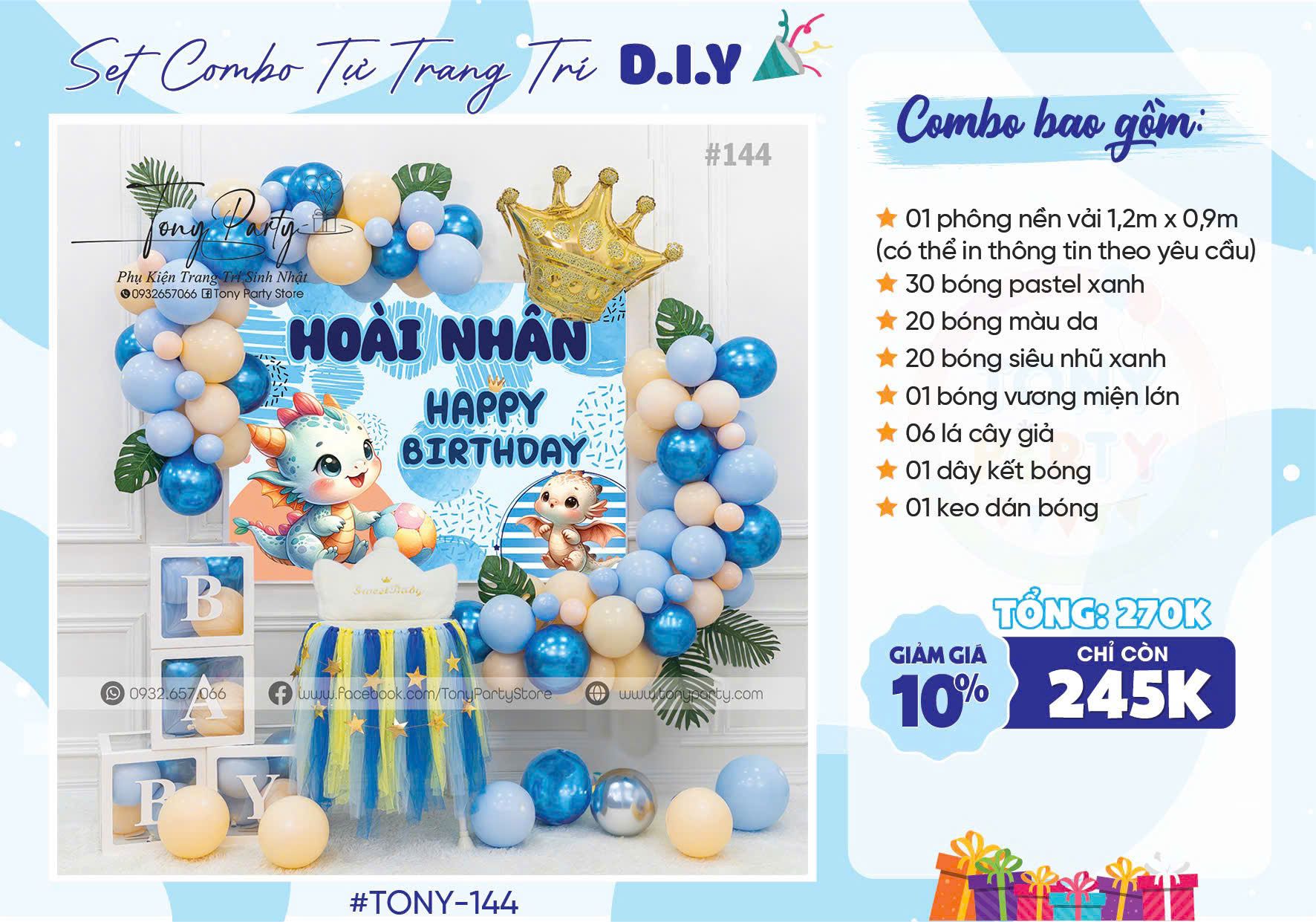 Set Trang Trí Sinh Nhật Bé Trai MS 144
