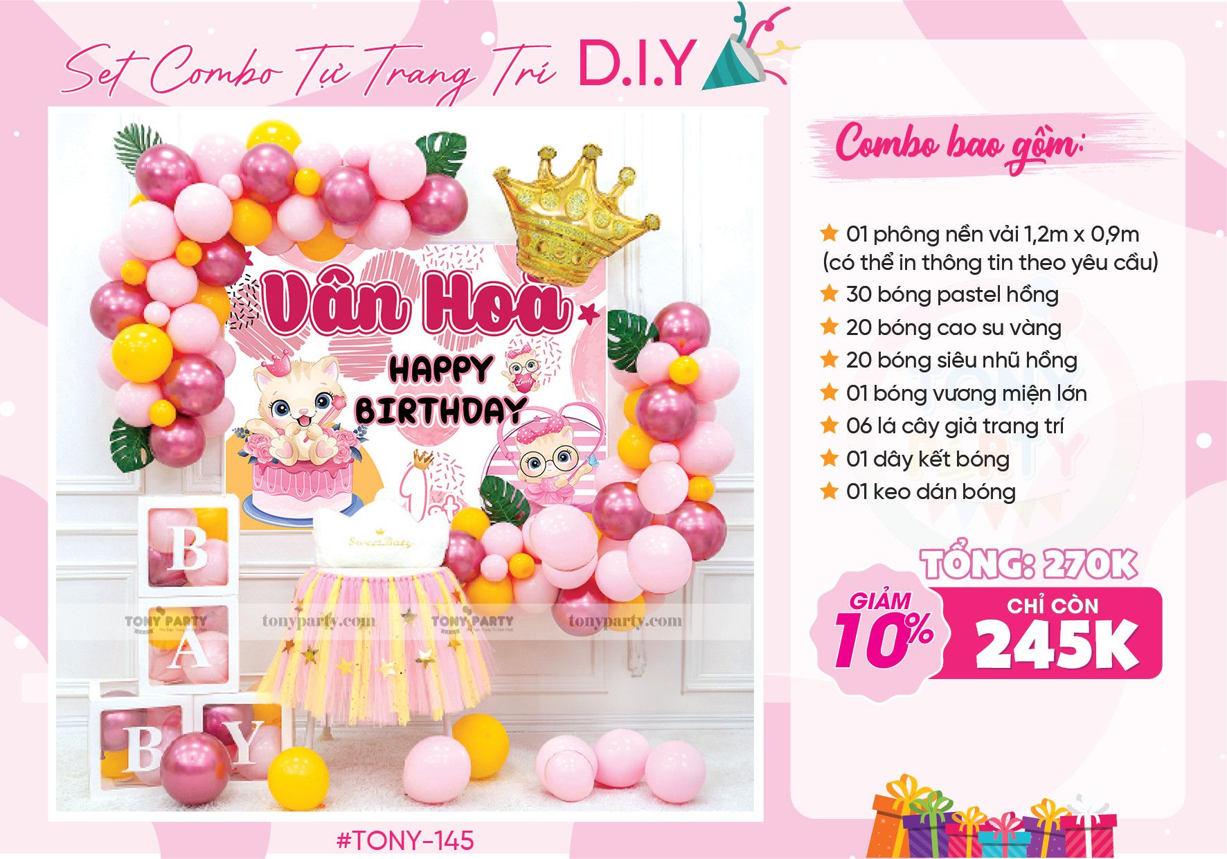 Set Trang Trí Sinh Nhật Bé Gái 145