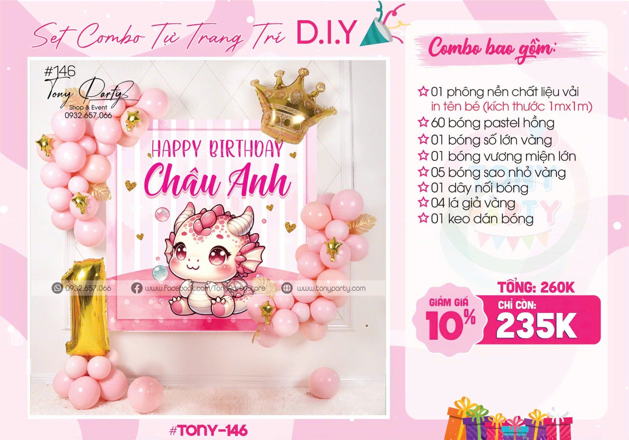 Set Trang Trí Sinh Nhật Bé Gái 146