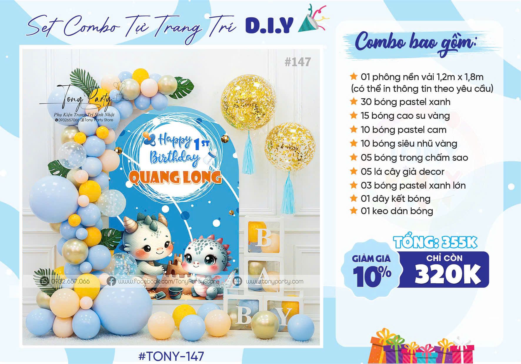 Set Trang Trí Sinh Nhật Bé Trai MS 147