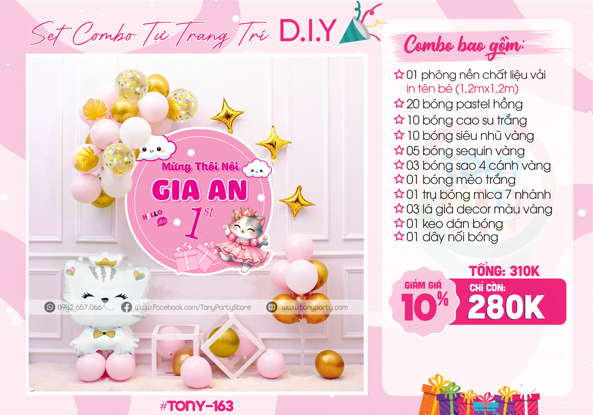 Set Trang Trí Sinh Nhật Bé Gái 163