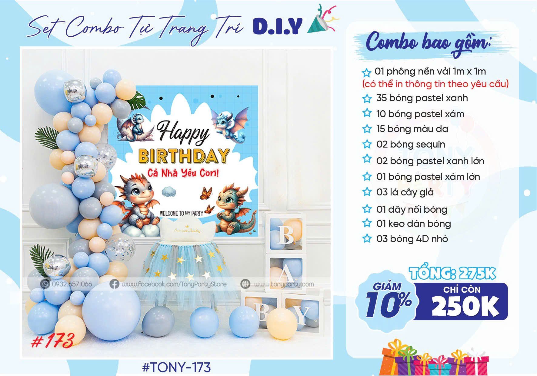 Set Trang Trí Sinh Nhật Bé Trai MS 173