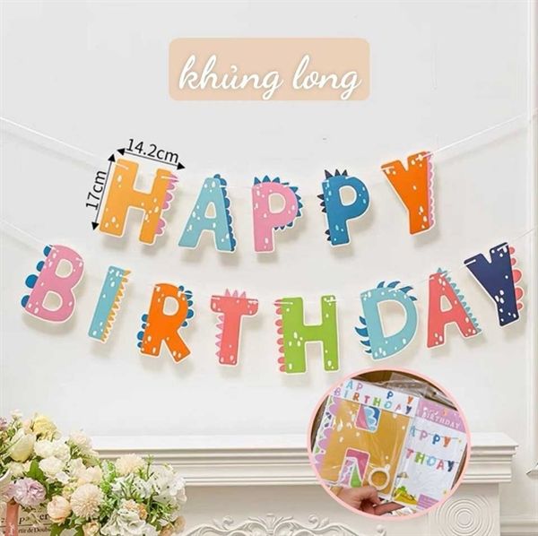  Letter Banner HPBD Khủng Long 