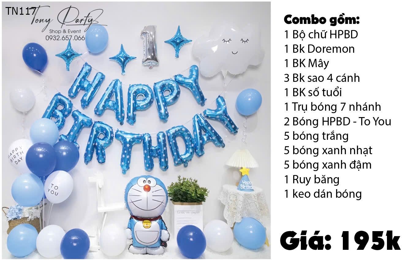 Set Combo Trang Trí Sinh Nhật Doremon 117