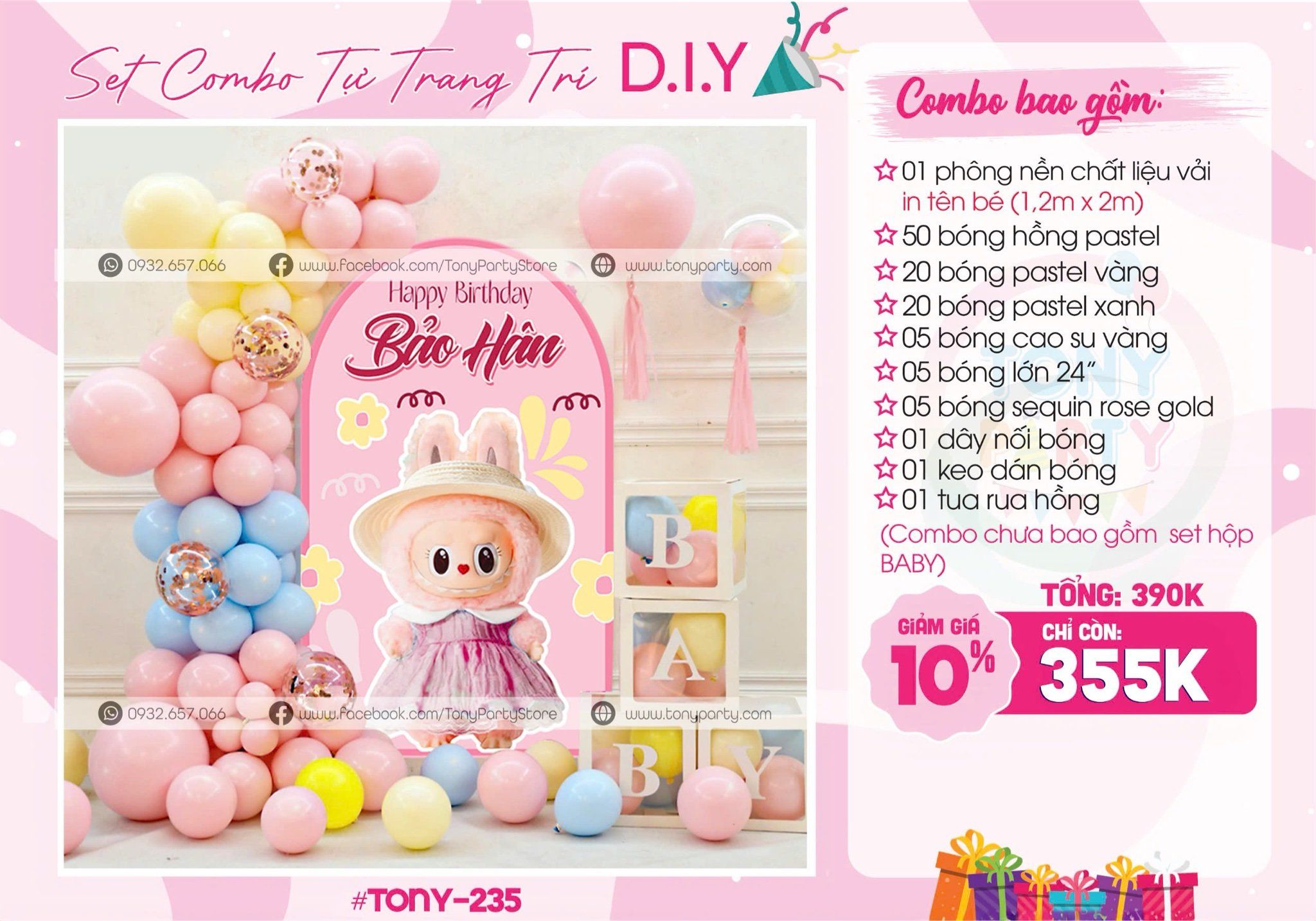 Set Combo trang trí sinh nhật Bé Gái 235