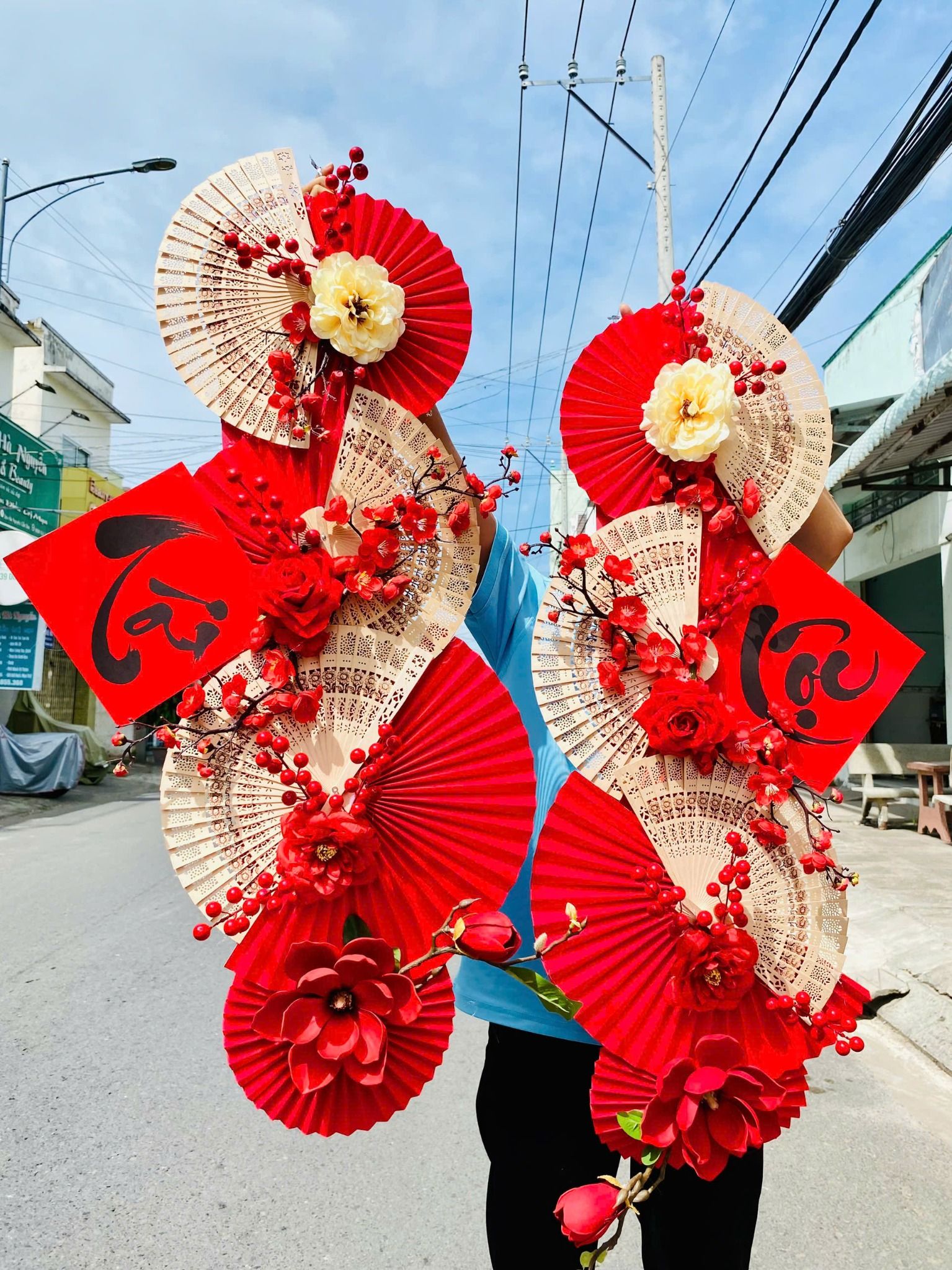 Liễn Quạt Dọc Handmade