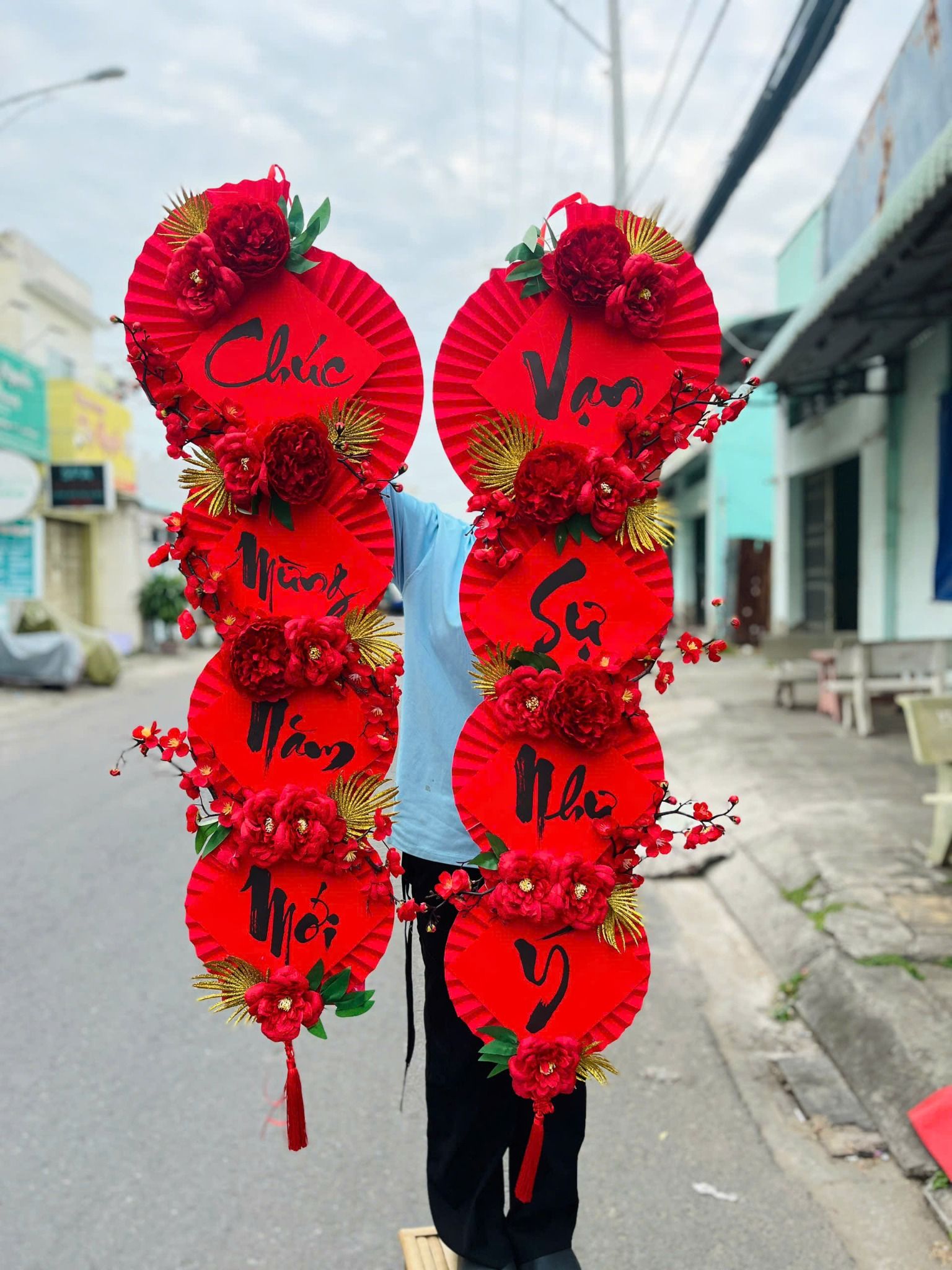 Liễn Quạt Dọc Handmade