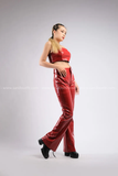 Outfit Phối Sẵn - (Quần Da Bóng Đỏ phối Áo Quây Ống Da Đỏ)