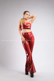 Outfit Phối Sẵn - (Quần Da Bóng Đỏ phối Áo Quây Ống Da Đỏ)