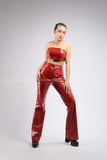 Outfit Phối Sẵn - (Quần Da Bóng Đỏ phối Áo Quây Ống Da Đỏ)