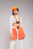Outfit Phối Sẵn - (Chân Váy Cam phối Bodysuit Trắng Nịt Dù)