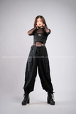 Outfit Phối Sẵn - (Quần Túi Hộp Ống Rộng Đen phối Bodysuit Khóa Gài Đen)