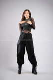 Outfit Phối Sẵn - (Quần Túi Hộp Ống Rộng Đen phối Bodysuit Khóa Gài Đen)