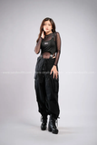 Outfit Phối Sẵn - (Quần Túi Hộp Ống Rộng Đen phối Bodysuit Khóa Gài Đen)