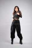 Outfit Phối Sẵn - (Quần Túi Hộp Ống Rộng Đen phối Bodysuit Khóa Gài Đen)
