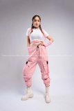 Outfit Phối Sẵn - (Quần Jogger Hồng phối Áo Croptop Trắng Đai)