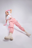 Outfit Phối Sẵn - (Quần Jogger Hồng phối Áo Croptop Trắng Đai)