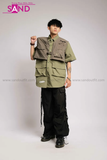 Outfit Phối Sẵn - (Quần Nắp Ngang Đen phối Áo Sơmi Phối Gile Rời Xanh Rêu)