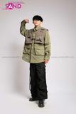 Outfit Phối Sẵn - (Quần Nắp Ngang Đen phối Áo Sơmi Phối Gile Rời Xanh Rêu)