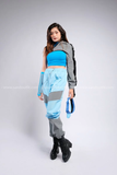 Outfit Phối Sẵn - (Quần Jogger Phản Quang phối Croptop Xanh Không Tay Cánh Tay Rời)