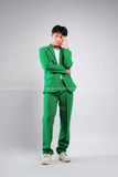 Outfit Phối Sẵn - (HQD0904 Quần Tây Suông Nam Đủ Màu - Xanh Lá Cây Đậm HAV0904 Áo Khoác Vest Nam Đủ Màu - Xanh Lá Cây Đậm)