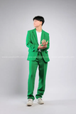 Outfit Phối Sẵn - (HQD0904 Quần Tây Suông Nam Đủ Màu - Xanh Lá Cây Đậm HAV0904 Áo Khoác Vest Nam Đủ Màu - Xanh Lá Cây Đậm)