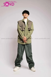 Outfit Phối Sẵn - (Quần Nắp Ngang Xanh Rêu phối Áo Sơmi Phối Gile Rời Xanh Rêu)