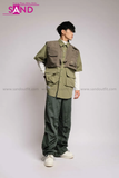 Outfit Phối Sẵn - (Quần Nắp Ngang Xanh Rêu phối Áo Sơmi Phối Gile Rời Xanh Rêu)