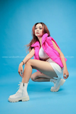 Outfit Phối Sẵn - (Quần Short Thun phối Gile Phao Hồng)