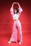 Outfit Phối Sẵn - (Quần Suông Ống Loe phối Cutout Hồng)