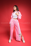 Outfit Phối Sẵn - (Quần Suông Ống Loe phối Cutout Hồng)