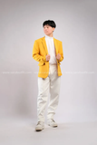 Outfit Phối Sẵn - (Quần Dài Kaki Ống Suông Trắng phối Vest Vàng Đậm)