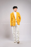 Outfit Phối Sẵn - (Quần Dài Kaki Ống Suông Trắng phối Vest Vàng Đậm)