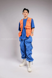 Outfit Phối Sẵn - (Quần Thụng Xanh Dương phối Gile Cam)