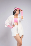 Outfit Phối Sẵn - (Set Quần Short Trắng Phối Áo Quây Sơ Mi Trắng)