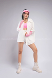Outfit Phối Sẵn - (Set Quần Short Trắng Phối Áo Quây Sơ Mi Trắng)