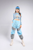 Outfit Phối Sẵn - (Quần Dài Jogger Xanh Phản Quang Phối Áo Lưới Dài Tay Họa Tiết Độc Đáo Xanh Vàng )