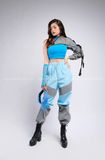 Outfit Phối Sẵn - (Quần Jogger Phản Quang phối Croptop Xanh Không Tay Cánh Tay Rời)