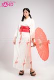 TNN0002 Set Kimono Trắng Hoạ Tiết Đỏ