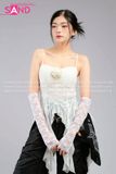 Outfit Phối Sẵn - (Quần Chun Đen phối Áo 2 Dây Cúp Ngực Tua Rua Trắng)