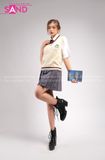 Outfit Phối Sẵn - (Váy Xếp Li Xám Phối Gile Len)