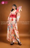 TNN0601 Set Kimono Cam Đỏ Hoạ Tiết Hoa