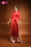 TAC0407 Áo Dài Suông Đỏ Kèm Quần Hồng Phấn